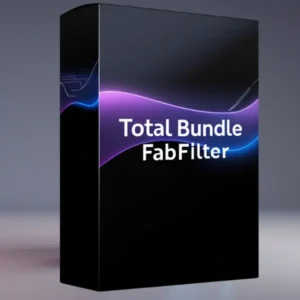 FabFilter Total Bundle software box – premium mixing and mastering plugins with sleek, futuristic design. Get the best EQ, compression, and reverb tools at GetPluginDeals.