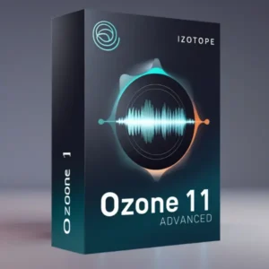 iZotope Ozone 11 Advanced software box – premium AI-powered mastering plugin with a sleek futuristic design. Get the best audio mastering tools at GetPluginDeals.