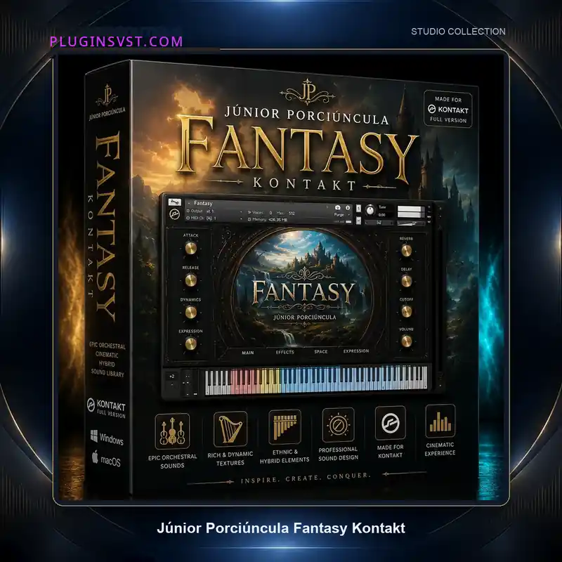 34339-pluginsvst Júnior Porciúncula Fantasy Kontakt library 3D box